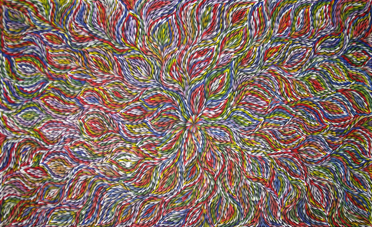 Janet Golder Kngwarreye Bush Leaves Australian Aboriginal Art Painting on canvas JG1805