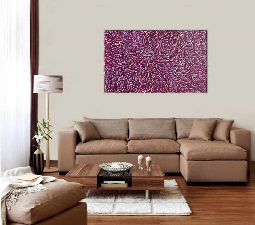 Bush Yam Leaf Janet Golder Kngwarreye Australian Aboriginal Artwork on canvas JG1947