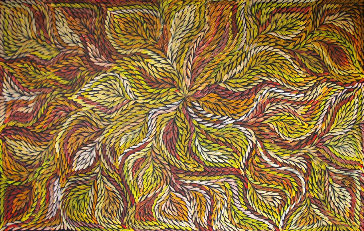 Jeannie Petyarre Bush Yam Flowers Australian Aboriginal Art Painting on canvas JP1710