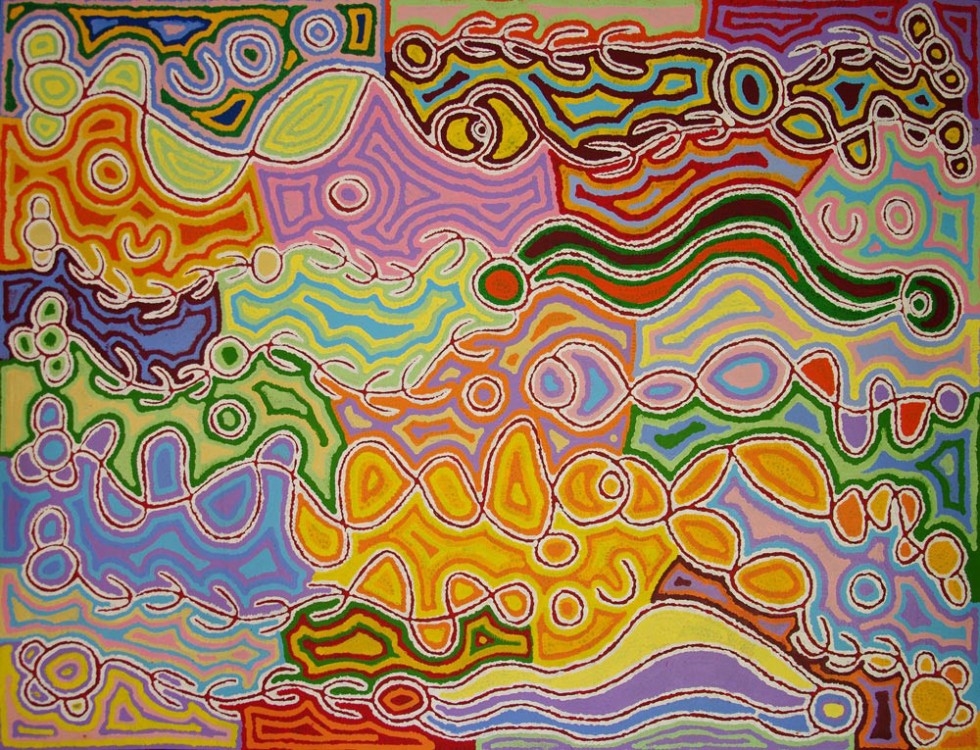 Judy Watson Napangardi Mina Mina Australian Aboriginal Art Painting on canvas JW1732