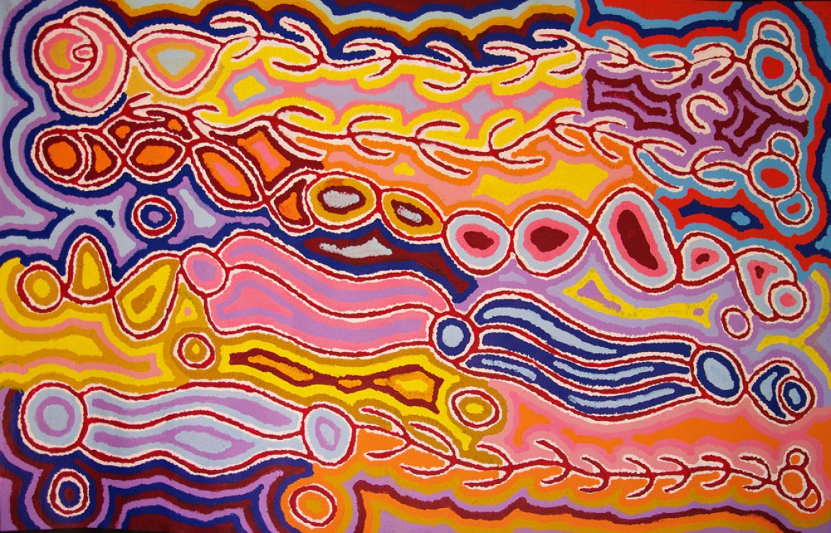 Judy Watson Napangardi Mina Mina Australian Aboriginal Art Painting on canvas JW1712
