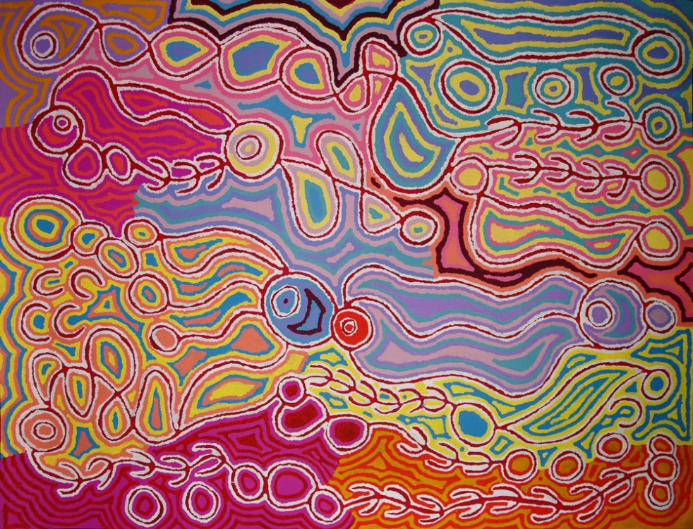 Judy Watson Napangardi Mina Mina Australian Aboriginal Art Painting on canvas JW1714