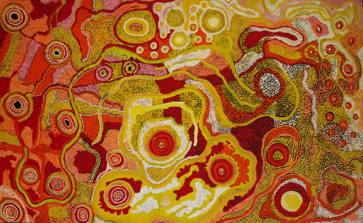 Patricia Baker Tunkin Minma Marlilu Tjukurrpa Australian Aboriginal Art Painting on canvas KB1747