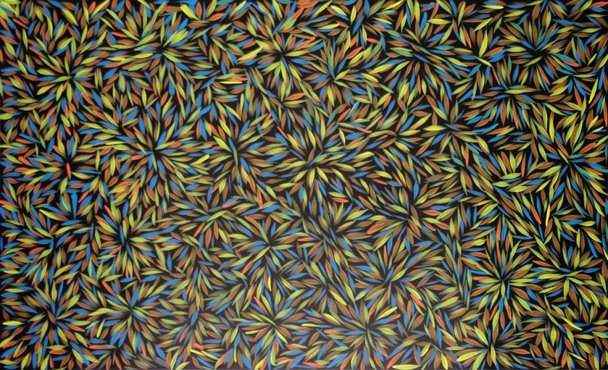 Margaret Scobie Purgarda Bush Medicine Leaves Australian Aboriginal Art Painting on canvas MS1818