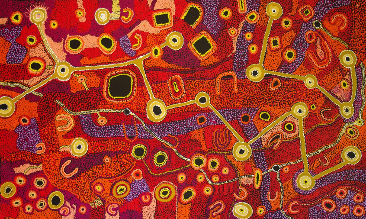 Patricia Baker Tunkin Minma Marlilu Tjukurrpa Australian Aboriginal Art Painting on canvas PT1743