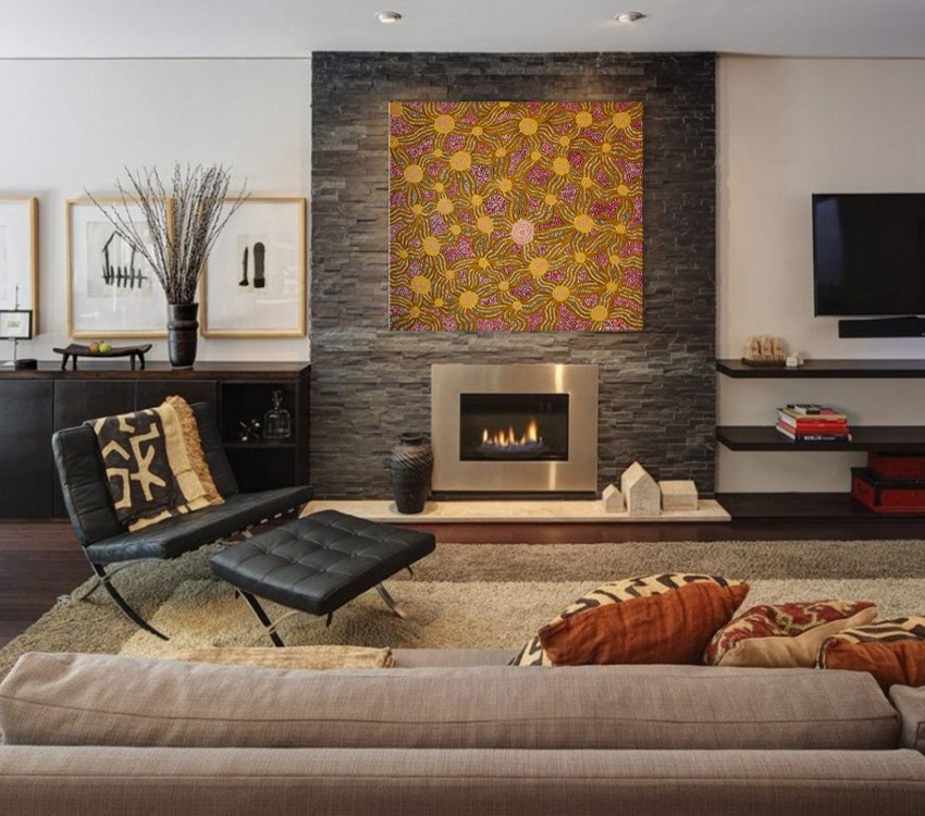 Fire Dreaming Wipana Jimmy Australian Aboriginal Artwork on canvas WJ1775