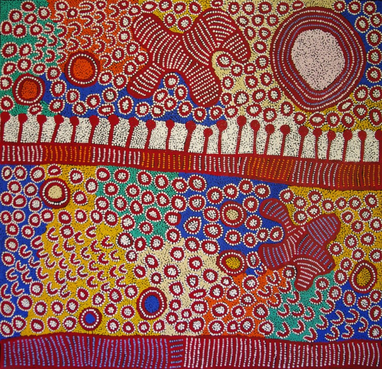 Yinarupa Gibson Nangala (Nungala) Ngaminya Australian Aboriginal Art Painting on canvas YN1749