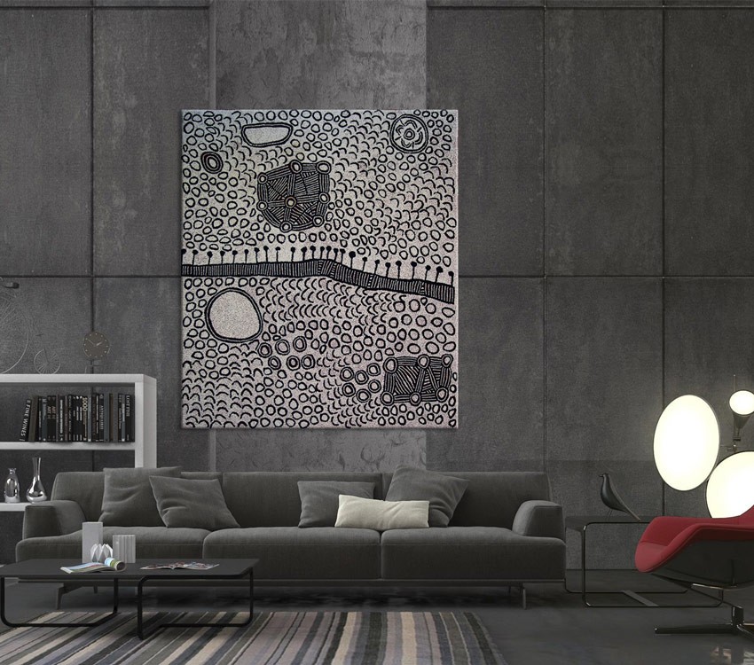 Ngaminya Yinarupa Gibson Nangala (Nungala) Australian Aboriginal Artwork on canvas YN1748