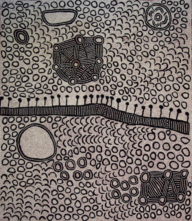 Yinarupa Gibson Nangala (Nungala) Ngaminya Australian Aboriginal Art Painting on canvas YN1748