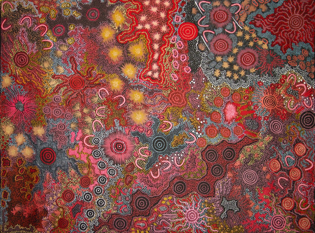 Gabriella Possum Nungurrayi Hunting for Bushtucker Australian Aboriginal Art Painting on canvas GP1803