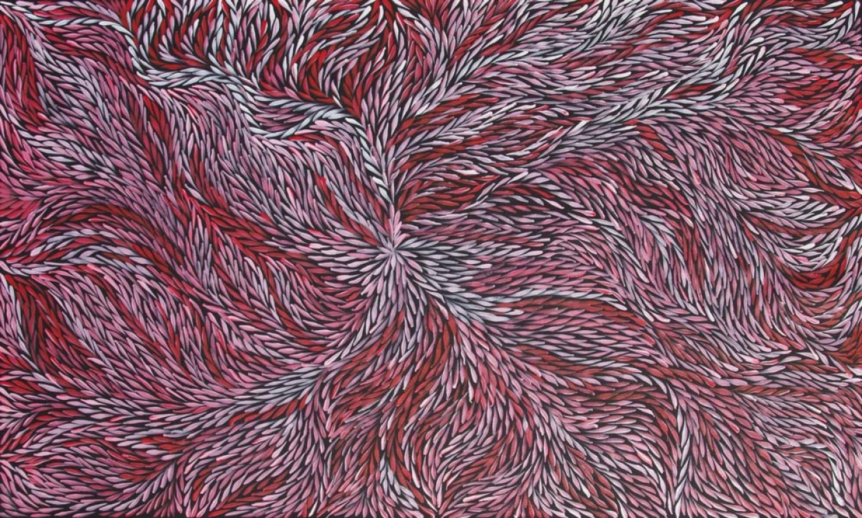 Jeannie Petyarre Bush Yam Leaf Australian Aboriginal Art Painting on canvas JP1942