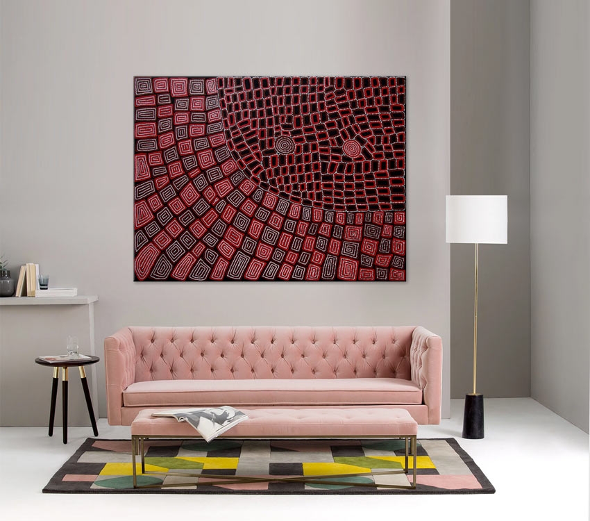 Thomas and Walala Tjapaltjarri Tingari Cycle Australian Aboriginal Art Painting on canvas WT1927-2