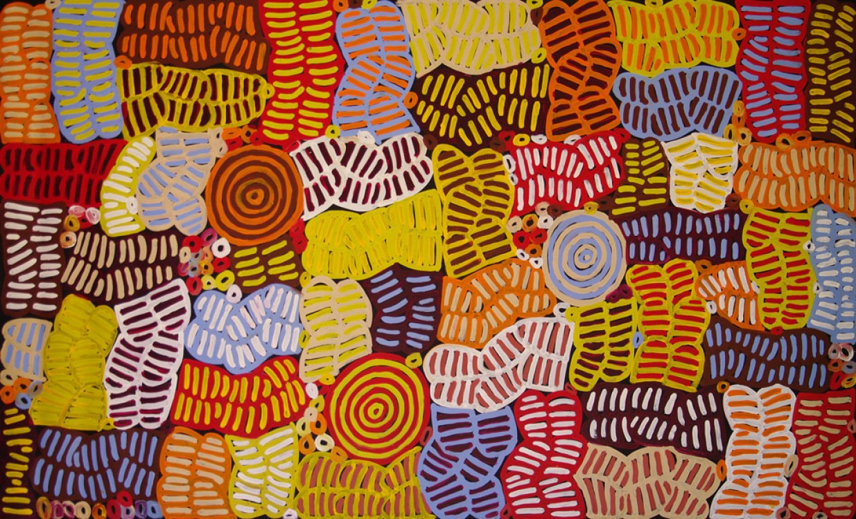 Betty Mbitjana Awelye and Bush Melon Australian Aboriginal Art Painting on canvas BM1719