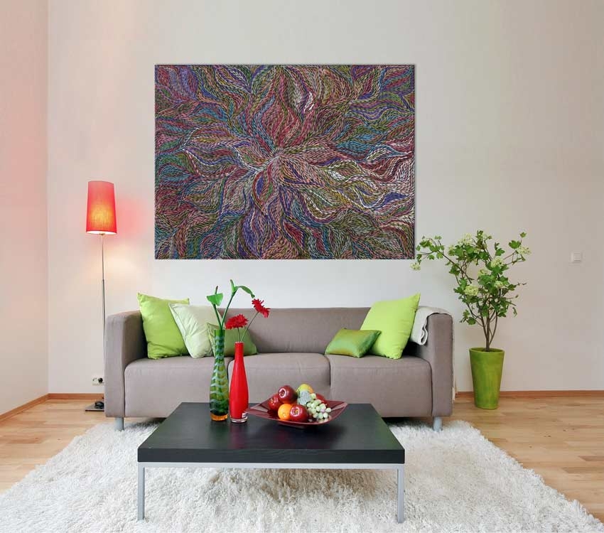 Bush Yam Leaf Jeannie Petyarre Australian Aboriginal Artwork on canvas JP1956