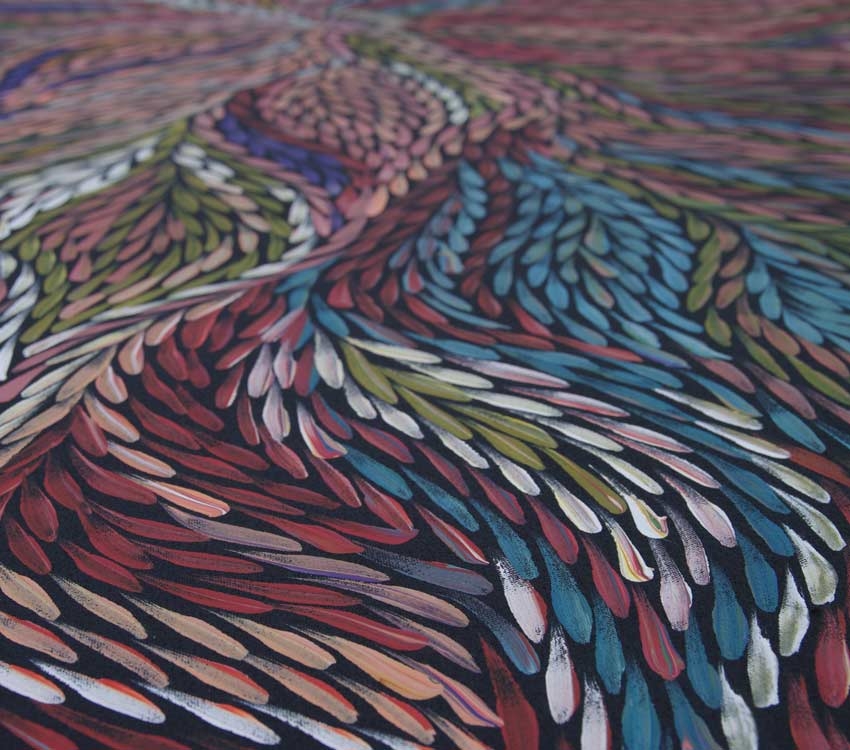 Aboriginal Art Painting on canvas by Jeannie Petyarre Bush Yam Leaf JP1956