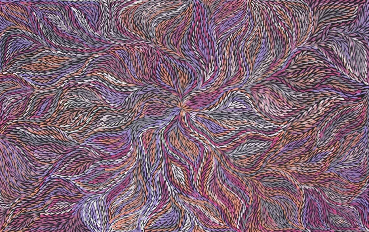 Jeannie Petyarre Bush Yam Leaf Australian Aboriginal Art Painting on canvas JP1960