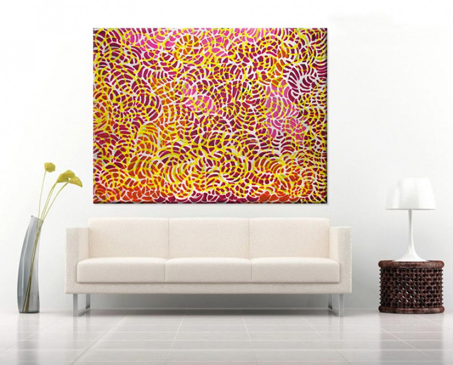 Bush Yam Flowers Jeannie Petyarre Australian Aboriginal Artwork on canvas JP1667