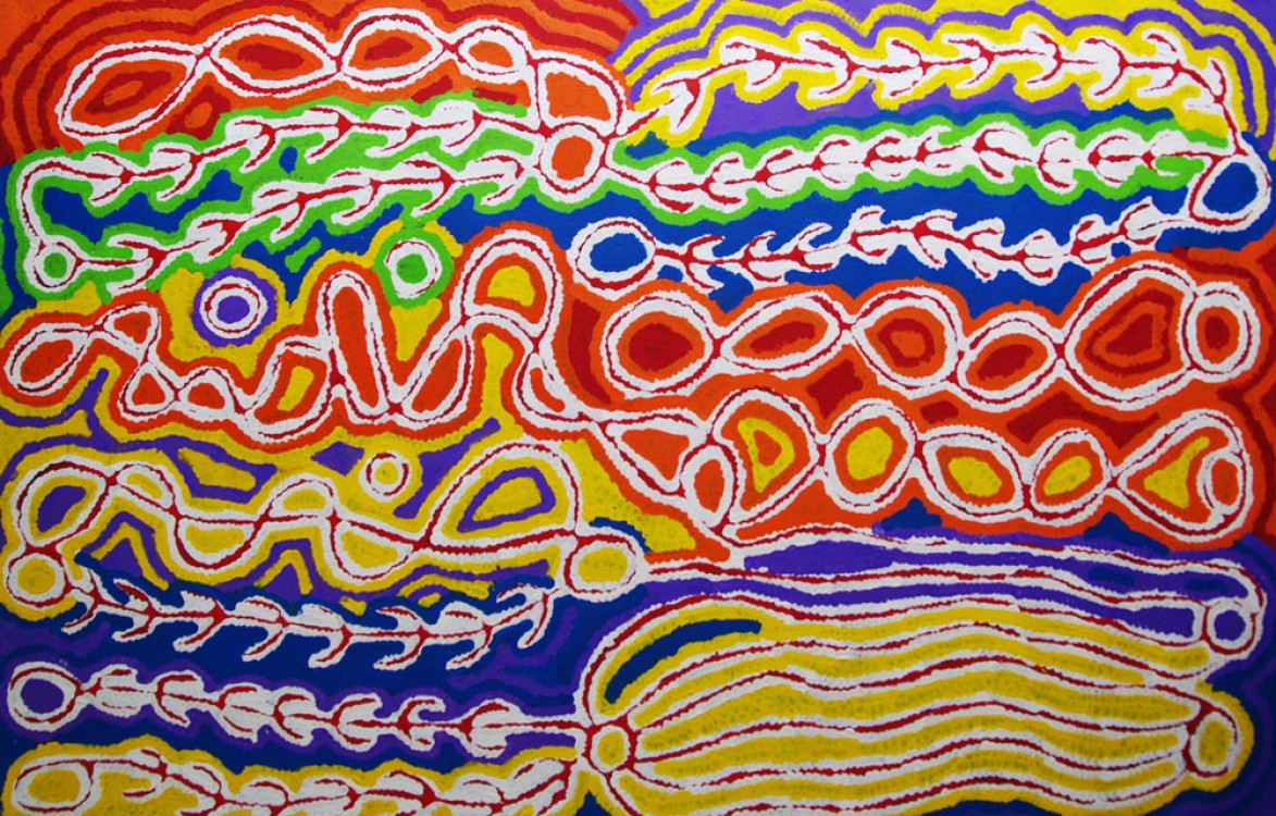 Judy Watson Napangardi Mina Mina Australian Aboriginal Art Painting on canvas JW1606