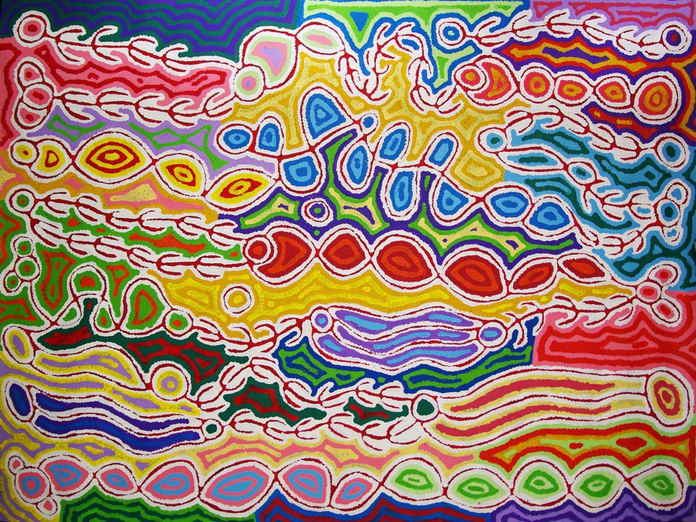 Judy Watson Napangardi Mina Mina Australian Aboriginal Art Painting on canvas JW1657