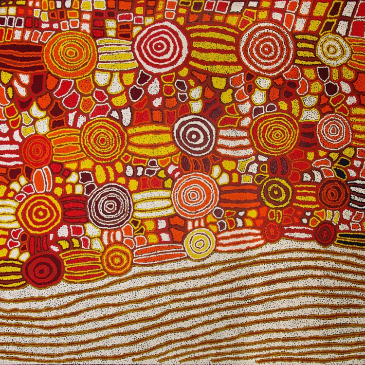 Katherine Marshall Nakamarra Rock Holes Australian Aboriginal Art Painting on canvas KN1688