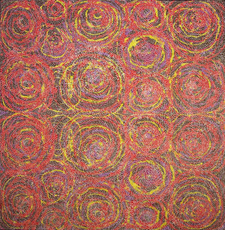 Lucky Morton Kngwarreye Wild Bush Flowers Australian Aboriginal Art Painting on canvas LK1702