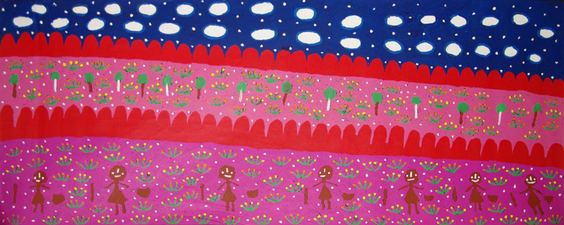 Molly Jugadai Napaltjarri Seven Sisters Australian Aboriginal Art Painting on canvas MN1680