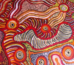 Aboriginal Art Painting on canvas by Patricia Baker Tunkin Minma Marlilu Tjukurrpa KB1746